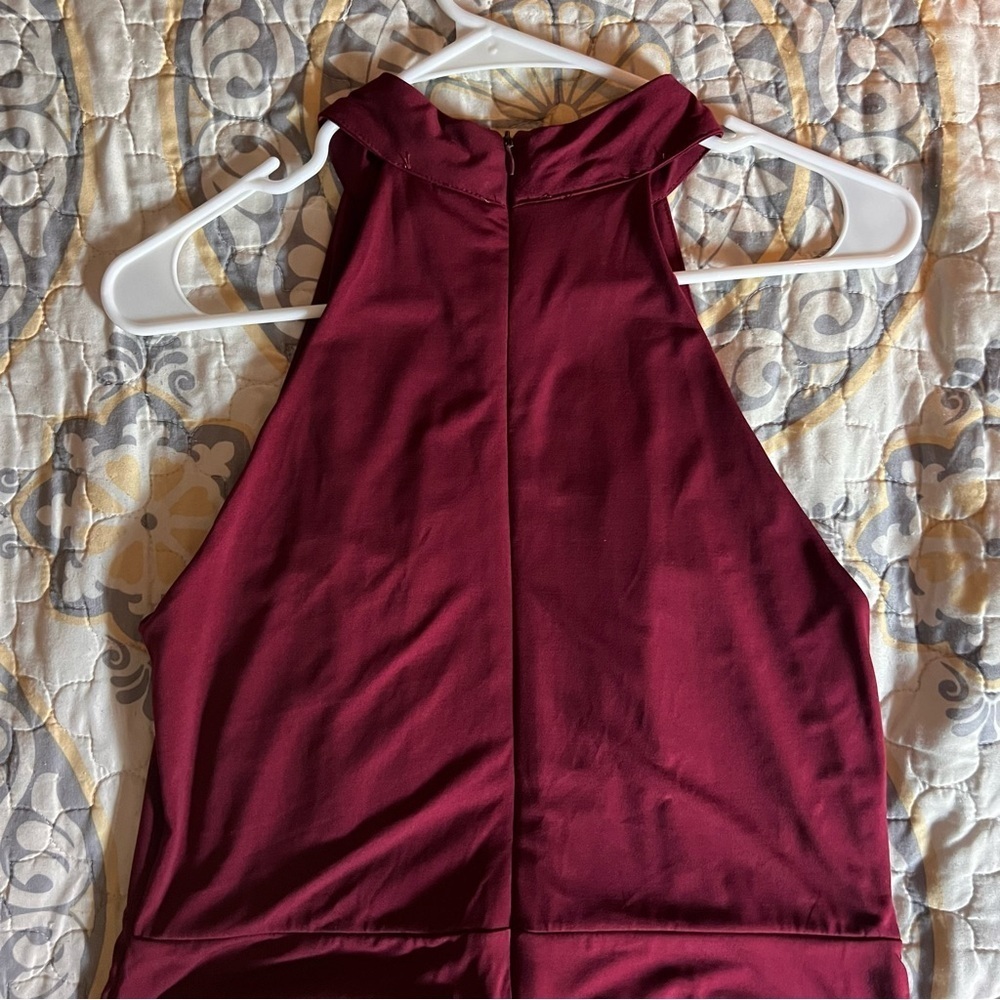 Venus long draped halter formal maxi Merlot dress, size Large - Picture 10 of 13